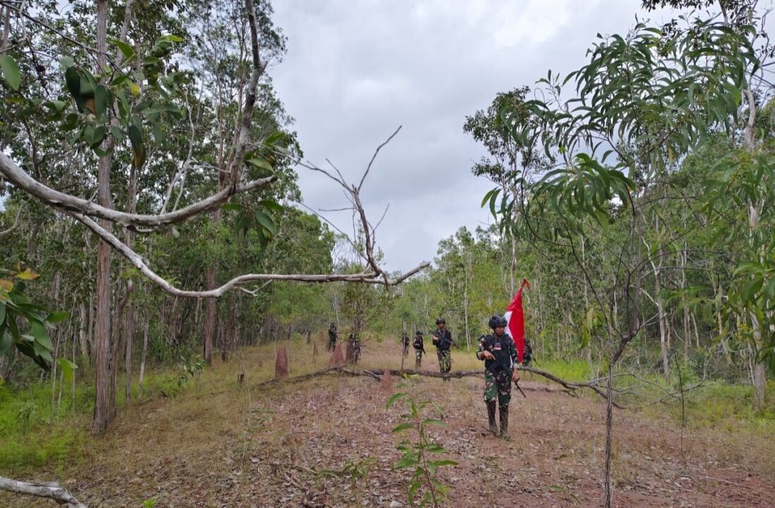 Telusuri Hutan dan Rawa, Satgas Pamtas Yonif 726/Tml Cek Patok Batas Negara RI-PNG di Kaliwanggo