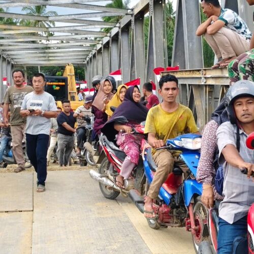 Jembatan Bailey Teupin Reudep Rampung 100 Persen, Akses Jalan Nasional Bireuen-Lhokseumawe Pulih