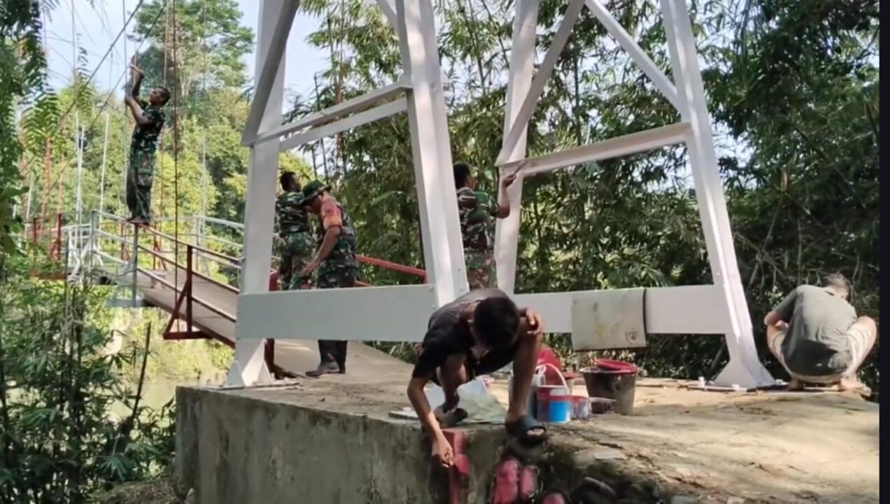 Rehab Jembatan Gantung Perintis Desa Empus Rampung, Akses Warga Kembali Lancar