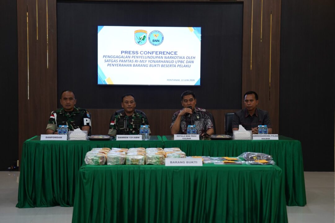 Satgas Pamtas Yonarhanud 1/PBC/1 Kostrad Gagalkan Penyelundupan Puluhan Kilo Narkoba
